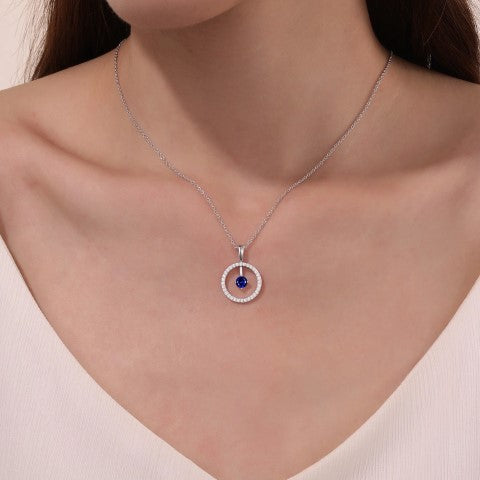 Sapphire Reversible Open Circle Necklace
