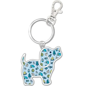 Camping Pattern Pup Key Ring