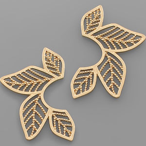 Curved Filigree Leaf Earrings