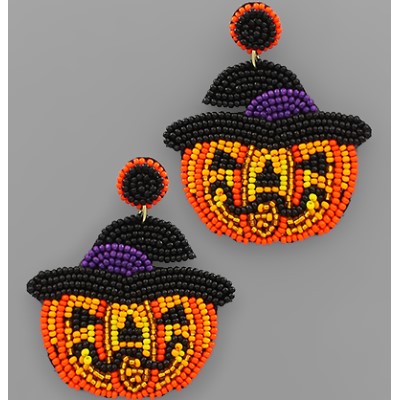 Beaded Pumpkin Earrings