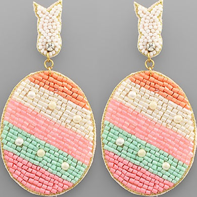 Diagonal Stripe Easter Egg Earrings