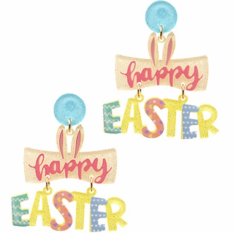 Happy Easter Sign Earrings