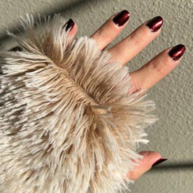 Faux Fox Fur Fingerless Gloves