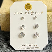 Cubic Zirconia Stud Earring Trio Set