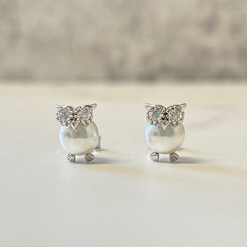 Pearl Owl Studs