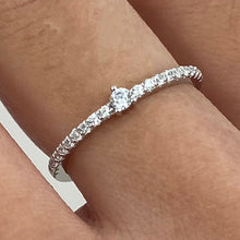 Dainty Round Cubic Zirconia with Half Eternity Band Ring