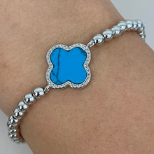 Turquoise Quatrefoil Beaded Stretch Bracelet