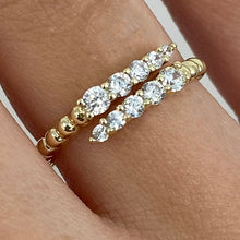 Tapered Cubic Zirconia Crossed Bubble Band Ring