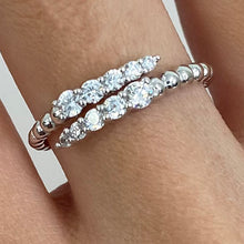 Tapered Cubic Zirconia Crossed Bubble Band Ring