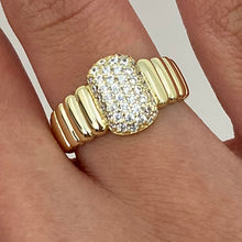 Pave Baguette Ribbed Band Ring