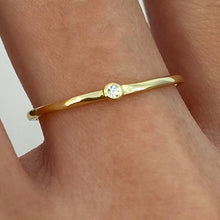 Cubic Zirconia Tiny Bezel Thin Band Ring