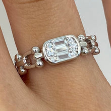 Cluster Cubic Zirconia Bezel Chain Link Ring