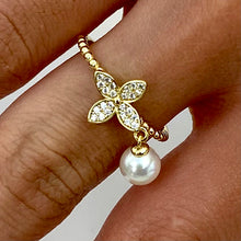 Flower & Pearl Band Ring