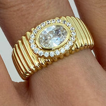 Oval Halo Ridge Band Ring