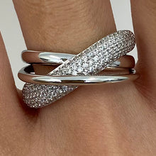 Pave Criss Cross Triple Band Ring
