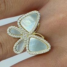 Pave Mother of Pearl Butterfly Ring