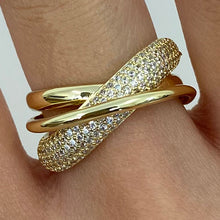 Pave Criss Cross Triple Band Ring