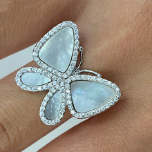 Pave Mother of Pearl Butterfly Ring