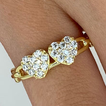 2 Pave Heart Long Chain Band Ring