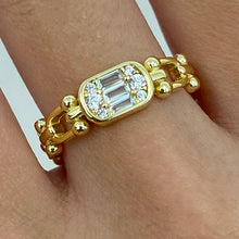 Cluster Cubic Zirconia Bezel Chain Link Ring