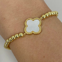 Quatrefoil Mother of Pearl Stretch Bracelet
