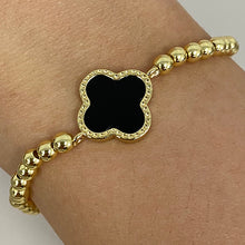 Black Quatrefoil Stretch Bracelet