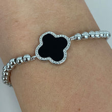Black Quatrefoil Stretch Bracelet