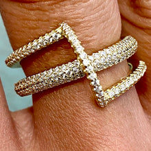 Dual Band Pave Zig Zag Ring