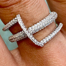 Dual Band Pave Zig Zag Ring