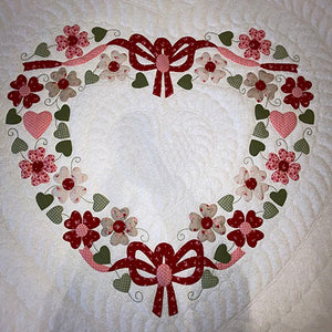 Red Hearts Bouquet King Quilt