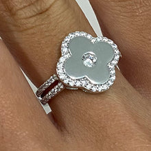 Pave Clover Center Cubic Zirconia Split Band Ring