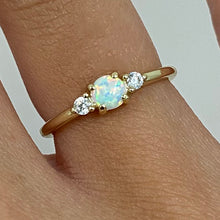 Round Opal with Cubic Zirconia Ring