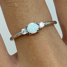 Round Opal with Cubic Zirconia Ring