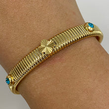 Clover & Cubic Zirconia Station Cobra Cuff Bracelet