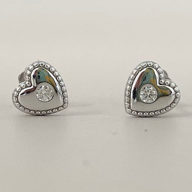 Inset Heart Stud Earrings