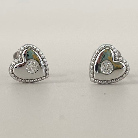 Inset Heart Stud Earrings