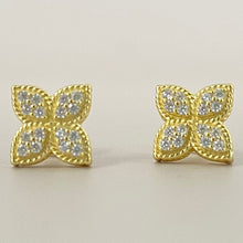 4-Petal Pave Stud Earrings