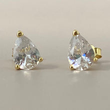 Cubic Zirconia Teardrop Stud Earrings
