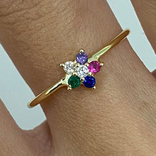 Colorful Flower Cubic Zirconia Ring