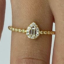 Emerald Cut Halo Mini Teardrop Ring