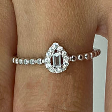 Emerald Cut Halo Mini Teardrop Ring