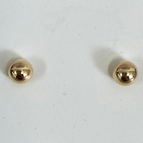14k Gold Plain Ball Stud Earrings