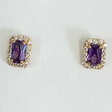 14k Gold Rectangle Halo Stud Earrings