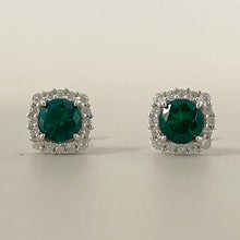 Round Stone Square Halo Studs