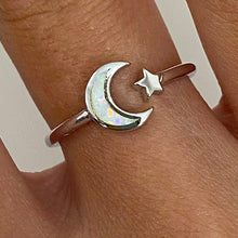 Opal Moon & Star Split Ring
