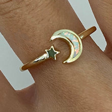 Opal Moon & Star Split Ring