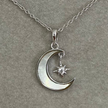 Mother of Pearl Crescent Moon with Star Necklace