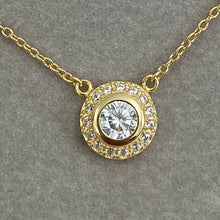 Round Cubic Zirconia Thick Halo Necklace