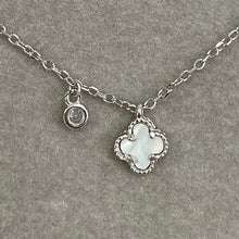 Tiny Mother of Pearl Clover Gem Necklace