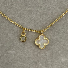 Tiny Mother of Pearl Clover Gem Necklace